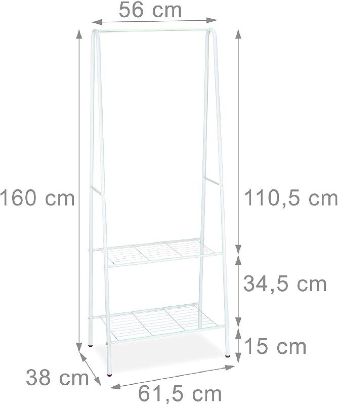 PORTANT À VÊTEMENTS TRINGLE CINTRE RANGEMENT CHAUSSURES BOTTES 2 COMPARTIMENTS 60 CM EN MÉTAL BLANC 13_0002134_3_0