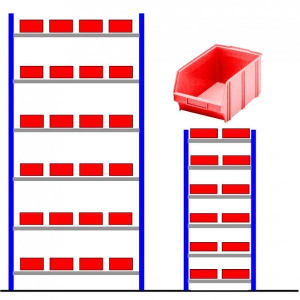 Rayonnage atelier avec bacs éco rouges - 36 bacs de 12,5L - Marque Rolléco_0
