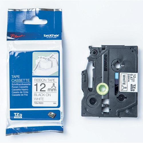 RUBAN SATIN BROTHER TZE-R231 - 12MMX4M - NOIR/BLANC