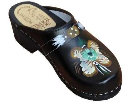 SABOTS CUIR NOIR PEINTS