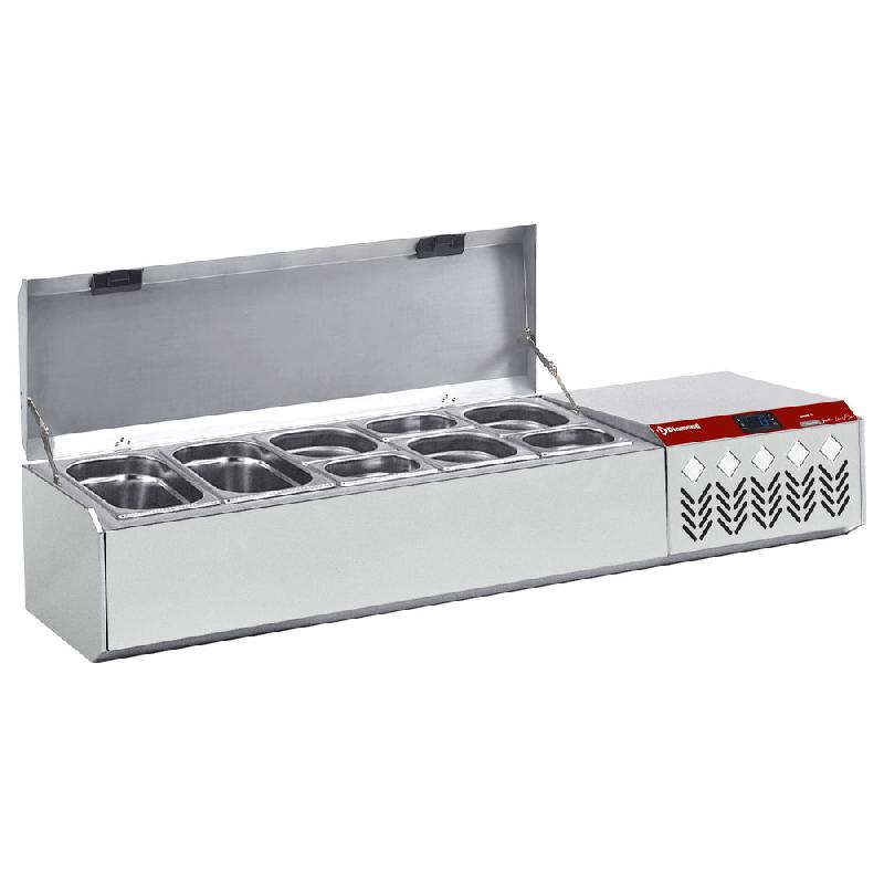 Saladette à ingrédient à poser gn 5x1/4 avec couvercle inox - PSX132G/CP9_0