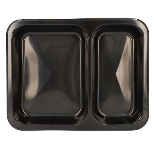 Starpak barquettes pour micro-ondes 500, en PP à 2 compartiments, 866 ml, noires, barquettes repas - noir plastique polypropylène 88431_0