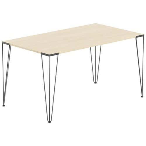 TABLE RÉUNION LORI 120 X 80 CM PLATEAU CHÊNE CLAIR PIED NOIR - MBA