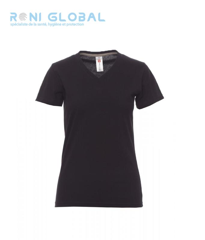 T-shirt de travail femme en coton - V-neck Payper - cintré, manches courtes, col en V_0