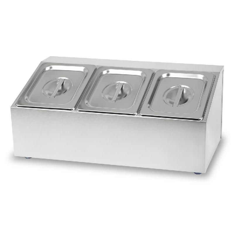 VERTES Bacs à ingrédients 3 x 1/6 GN, en acier inoxydable, profondeur 100 mm, inoxydables, résistants aux rayures, de -40 °C à 300 °C - gris ino_0