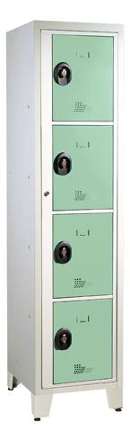 VESTIAIRE VISITABLE LDÉAL COLLÈGE - 1 COLONNE 4 CASIERS MONOBLOC GRIS VERT