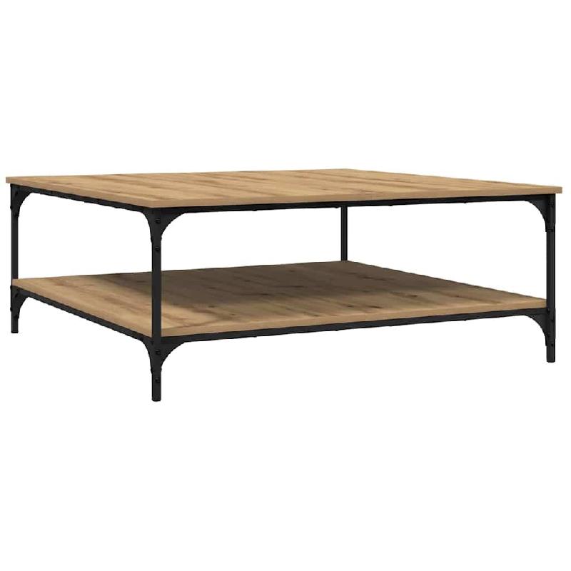 VidaXL Table basse chêne artisanal 100 x 100 x 40 cm Bois d'ingénierie Modèle Argent Foncé - 883501_0