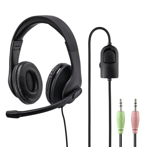 Micro-casque PC Hama HS-P200 139923 - Jack 3,5 mm stéréo filaire circum-aural avec réglage du volume et fonction sourdine_0