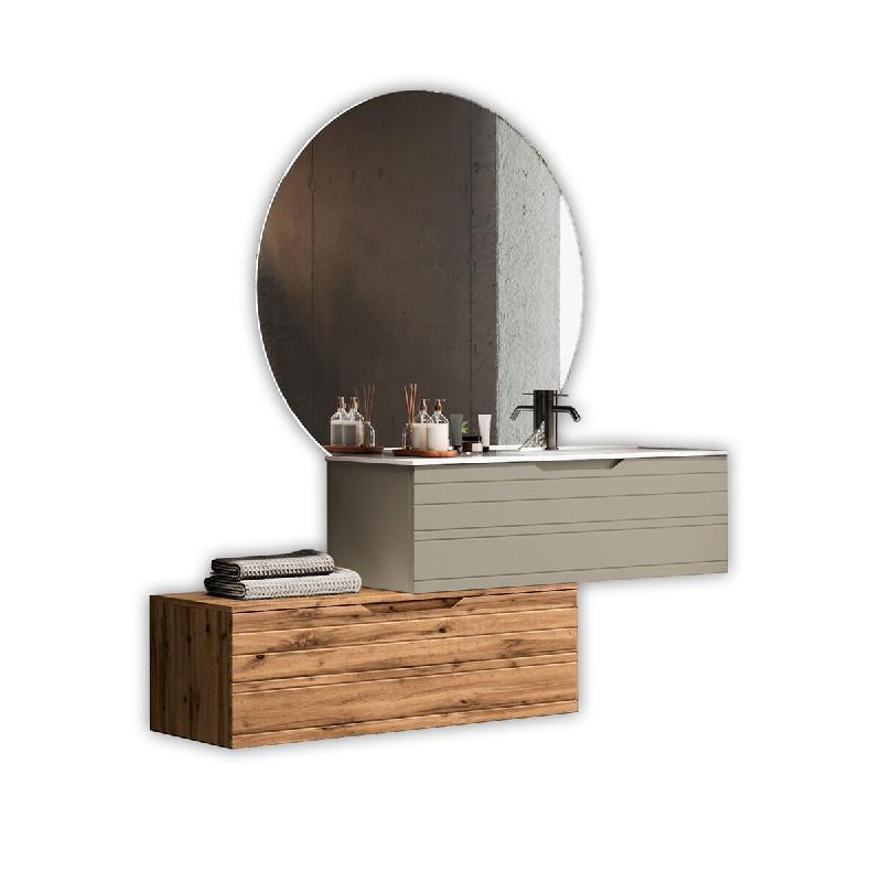 AQA Design Composition vasque droite 4 pièces SOLMIRA en MDF taupe gris/chêne L.200 P.45 H.190 MPSO54-TOR-QUE - multicolore Bois manufacturé MPSO54_0