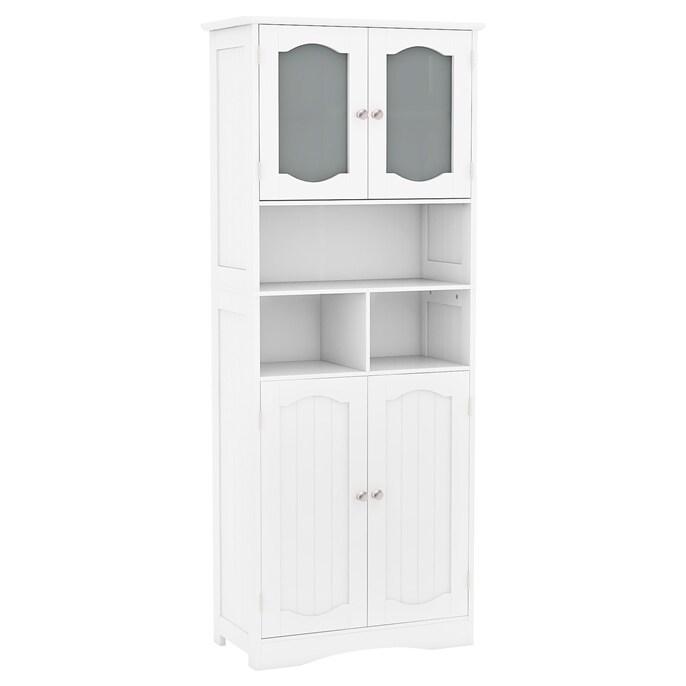 Armoire de salle de bain COSTWAY, armoire haute indépendante avec 4 portes, étagères et étagère réglable, avec protection anti-basculement - bla_0