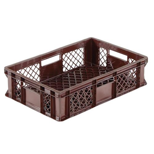 Bac plastique gerbable Norme Europe ajouré Eco multicolore Marron 600 x 400 x 150 mm - Réf : BAC159BE6415005_0