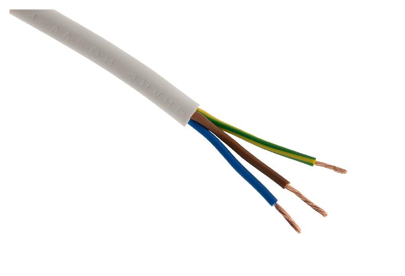 Câble d'alimentation électrique HO5VV-F 3G1 Blanc - 50m - 2300W max - Usage intérieur - Certifié CE_0
