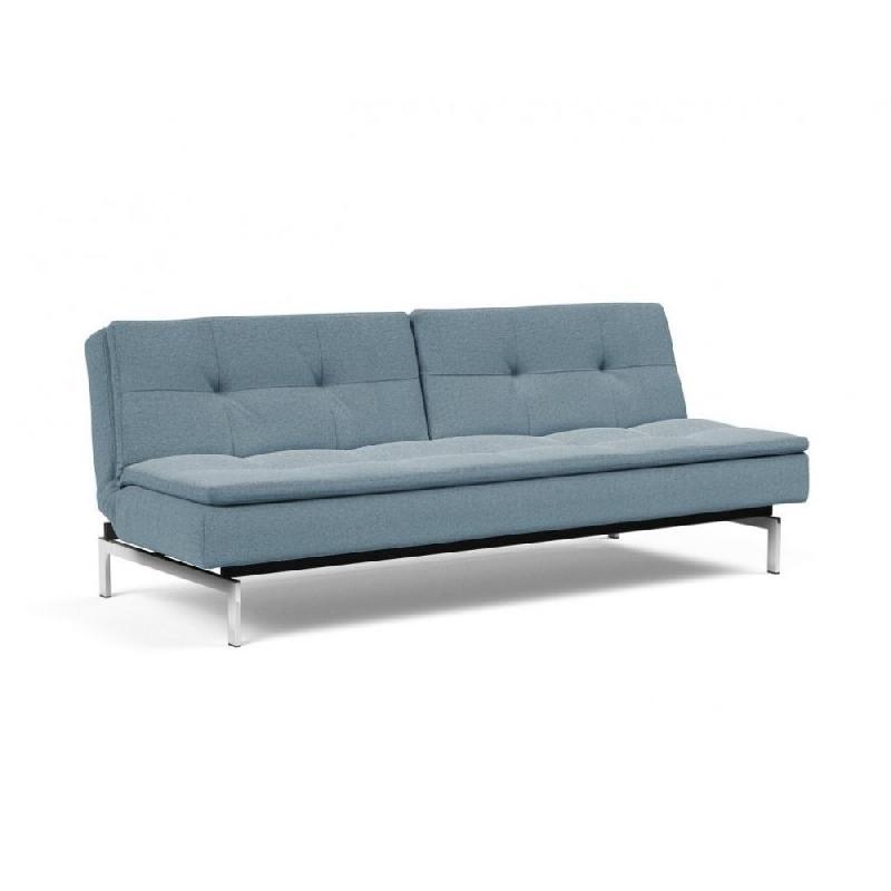Canapé design Dublexo Chrome convertible lit 115x210 cm - Pieds chromés - Tissu Soft Indigo - Confort quotidien_0