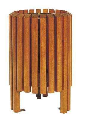 Corbeille extérieure en bois Salou - structure acier - lattes en bois exotique ou pin traité - capacité 40L_0