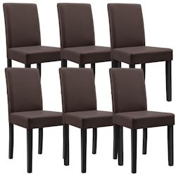 Décoshop26 - 6 chaises rembourrées synthétique marron mat avec pieds en bois massif 03_0000282 - marron 3000039399783_0
