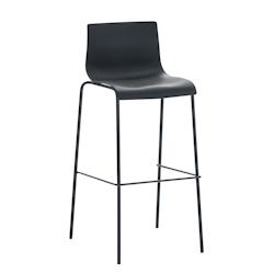 Décoshop26 - Tabouret de bar avec repose-pieds dossier incurvé en plastique noir et 4 pieds en métal noir 10_0004929 - noir 3000252361109_0
