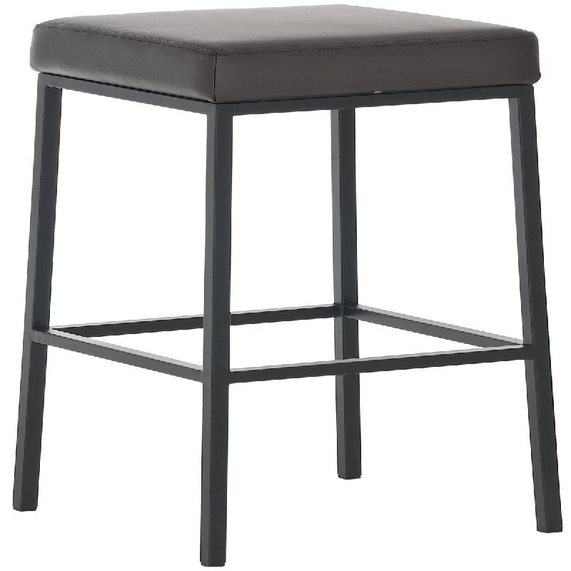 Décoshop26 - Tabouret de bar en synthétique marron pieds en métal noir design moderne 10_0000429 - marron 3000775369606_0