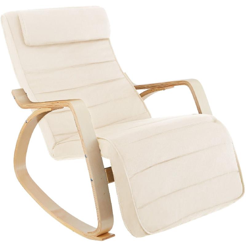 Fauteuil à bascule lounge ergonomique beige - Confortable, design élégant et réglable - Réf. 08_0000244_0