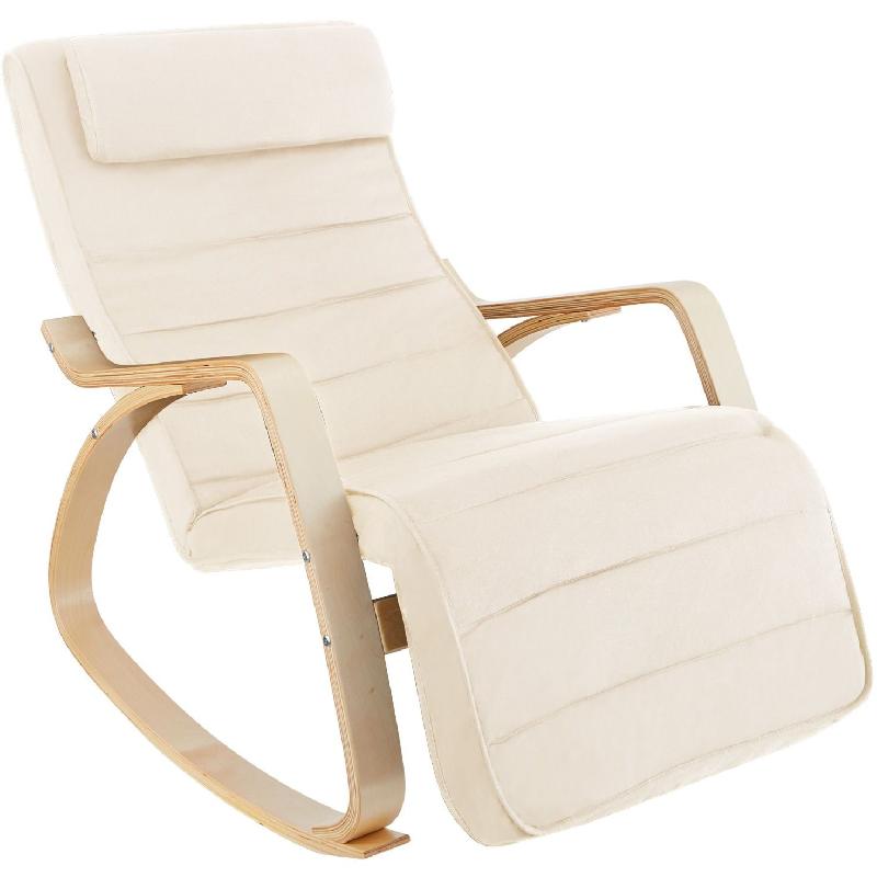 FAUTEUIL SIÈGE À BASCULE LOUNGE CONFORTABLE AU DESIGN ÉLÉGANT ERGONOMIQUE BEIGE 08_0000244_0