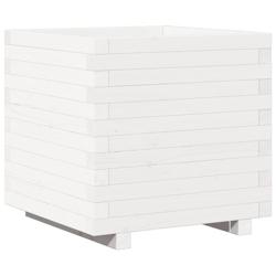 Helloshop26 - Jardinière bac lit surélevé plantes fleurs terrasse jardin 50 x 50 x 49,5 cm bois de pin massif blanc 02_0037647 - 3000214268026_0