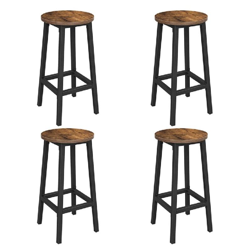 Helloshop26 - Tabourets hauts lot de 4 chaises de bar siège de cuisine cadre en acier hauteur 65 cm montage facile style industriel 12_0007765 - 3000_0