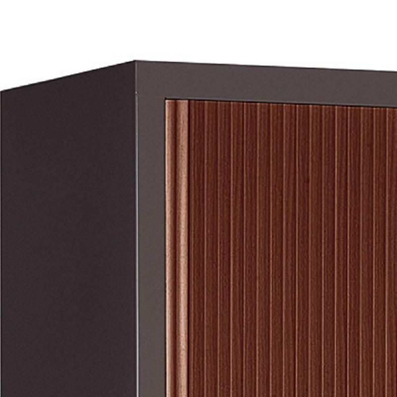 JPG ARMOIRE MÉTAL MONOBLOC NF ENVIRONNEMENT - A RIDEAUX - H. 70 X L. 120 CM - CORPS ANTHRACITE  - RIDEAUX WENGÉ