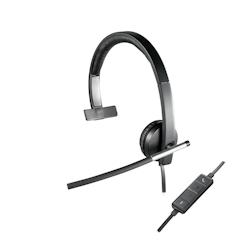 Logitech H650E Mono Headset with USB Microphone - Foldable Microphone - Cushioned Ear Cushion - Wired Controls - Colour Black.... - multicolore 981-00_0
