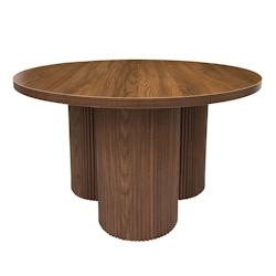 Oviala Business Table basse ronde 80 cm scandinave bois foncé - beige Bois massif 113758_0