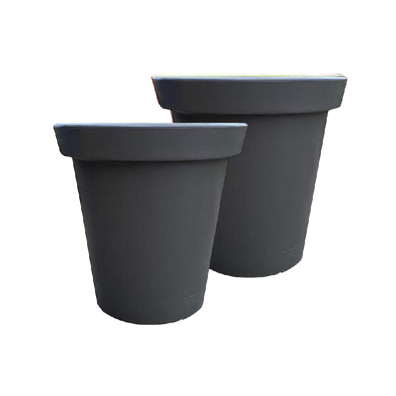 PLAST'UP ROTOMOULAGE Pot de fleurs rond xxl delight 75l- lot de 2 - GRIS - gris 0637962080360_0