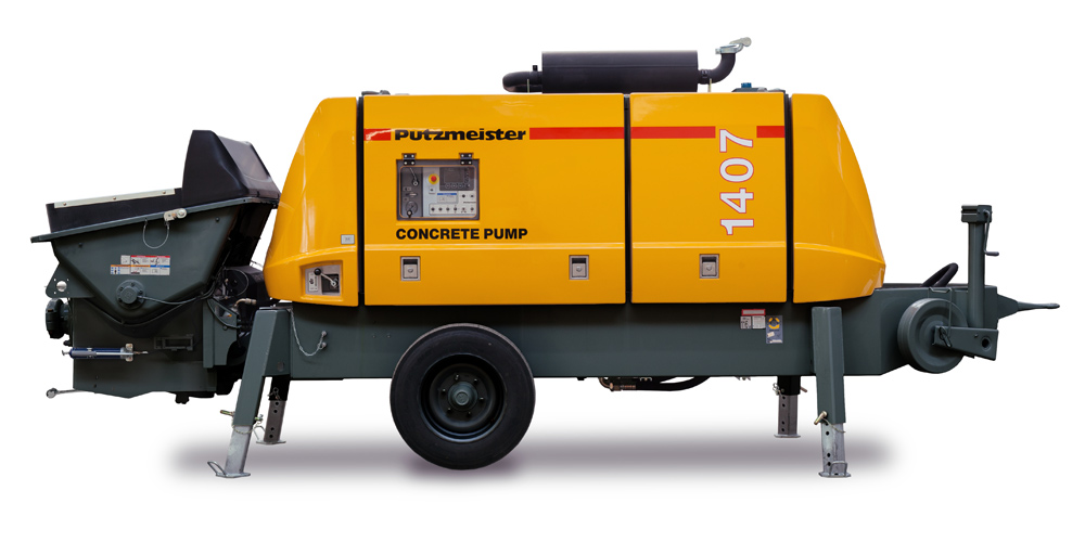 Pompe à béton stationnaire compacte et à faibles émissions - Putzmeister BSA 1407 D avec moteur diesel EU-Stage V, pour chantiers de taille moyenne_0
