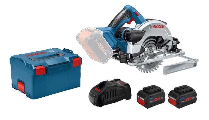 Scie circulaire 18v gks 18v-57 g + 2 batteries 5,5 ah + chargeur en coffret l-boxx - BOSCH - 06016a210c - 767656_0