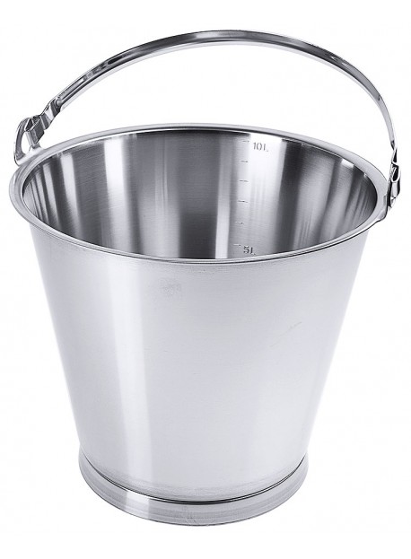 Seau alimentaire en acier inoxydable 18/10 avec couvercle - diamètre 30 cm - hauteur 26.5 - 10 litres_0