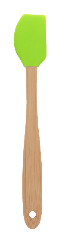 Spatule à pâtisserie en silicone - manche en bambou - couleur vert - 20g_0