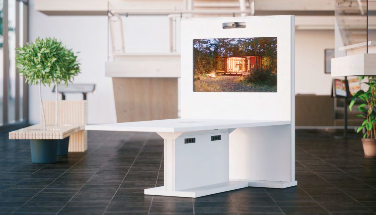 Table de réunion Visio - intégration écran TV - design contemporain_0