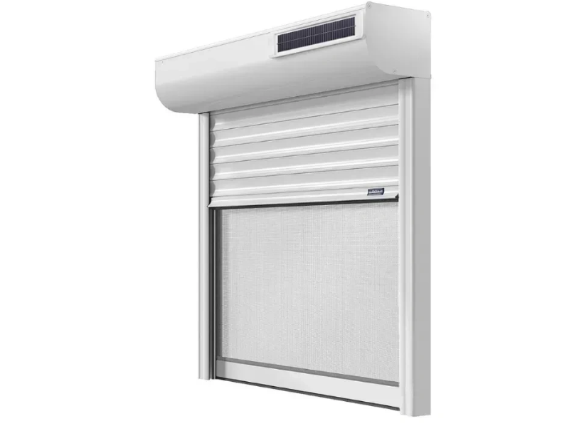 Volet roulant solaire avec moustiquaire - Aluminium, motorisation solaire, autonomie 50 jours - Pose sous linteau ou en applique_0