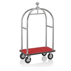 WAS Germany - Chariot à bagages, 113 x 62 x 191 cm, couleur argent brossé, tapis rouge, acier inoxydable (3325000) - rouge inox 3325 000_0