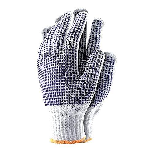 REIS RDZNN600N10 - Lot de 12 gants de protection blanc/bleu taille 10 - Polyester et coton avec grip PVC_0