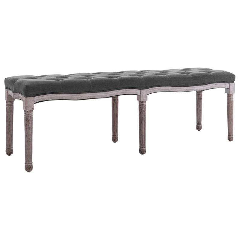 BANC BANQUETTE LIN BOIS SOLIDE 150 X 40 X 48 CM GRIS FONCÉ 02_0010763_0