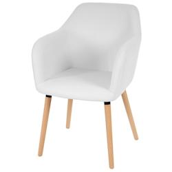 Décoshop26 - Chaise de salle à manger cuisine design rétro en synthétique blanc pieds bois clair 04_0002360 - blanc 3000274632690_0