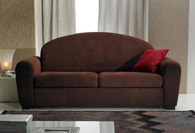 Canapé lit club convertible express Cuba marron - Matelas 16 cm haute résilience - Couchage 120 x 197 cm_0