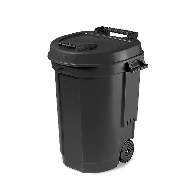 EDA Poubelle 110l avec roulettes - NOIR - noir plastique 3086960113452_0
