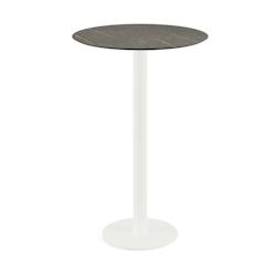 Essentials Urban mange-debout avec piètement blanc + plateau HPL aspect bois Ø70 cm - Veba - Marbre foncé - l0- L- P- h - blanc 130051670_0