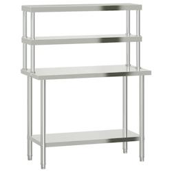 Helloshop26 - Table de travail de cuisine professionnelle avec étagère 110 x 55 x 150 cm acier inoxydable 02_0045421 - 3000220674118_0