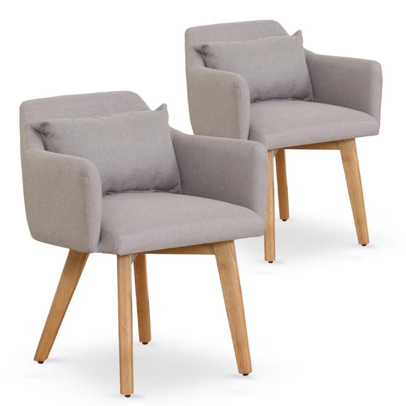 LOT DE 2 FAUTEUILS SCANDINAVE ALAN 70CM BEIGE - PARIS PRIX_0