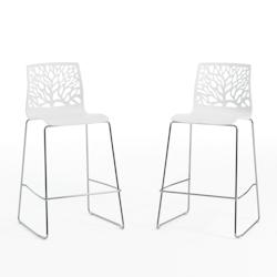 RATTATAN Lot de 2 tabourets de bar en polypropylène, pieds en métal, pour bar, restaurant ou cuisine, au design moderne et élégant – Flora XL â€_0