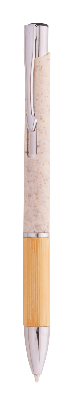 Stylo bille écologique en paille de blé - grip bambou - encre bleue_0