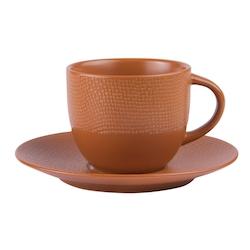 Tasse à thé et sous-tasse Vésuvio terra 22 cl x6 -  Orange Rond Grès Table Passion 9x9 cm - orange Grès 3106232695780_0