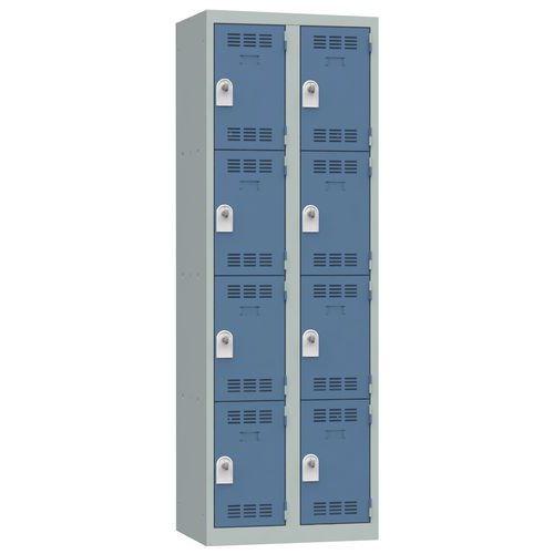 Vestiaire multicases 4 cases par colonne moraillon 2 gris clair bleu_0