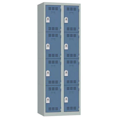 Vestiaire multicases 4 cases par colonne moraillon 2 gris clair bleu_0