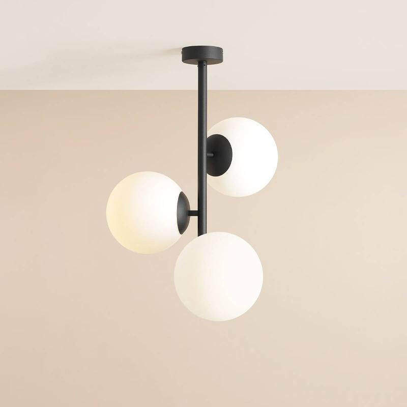 ALDEX PLAFONNIER DIONE, OPALE/NOIR, À 3 LAMPES